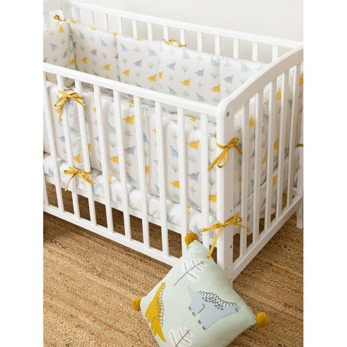 Простыня на резинке из сатина с принтом dinosauria world из коллекции tiny world, 90х200х28 см