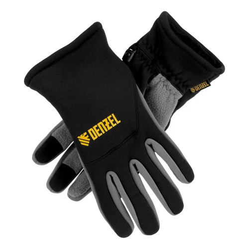 Перчатки универсальные, искусственный мех, работа с сенсорным экраном, размер 10 Denzel