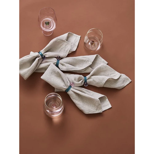 Набор из 4 колец для салфеток orb, D4 см, бирюзовые/розовые