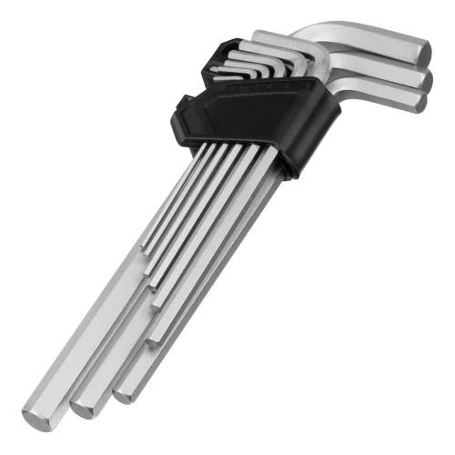 Набор ключей имбусовых, HEX, 2-12 мм, CrV, 9 шт., удлиненные Сибртех