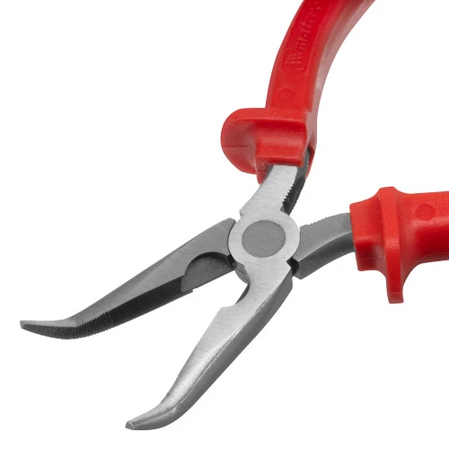 Длинногубцы изогнутые Econom, 200 мм, шлифованные, пластмассовые рукоятки Matrix