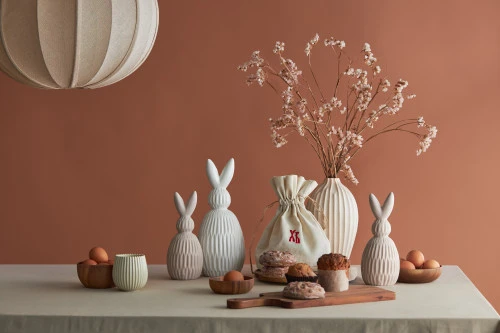 Декор из фарфора бежевого цвета trendy bunny из коллекции easter essential, 9,2х9,2x22,6 см