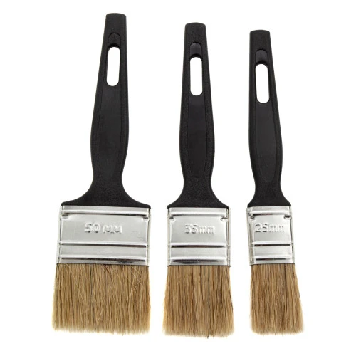 Набор кистей флейцевых 3 шт. (25 мм, 35 мм, 50 мм) натуральная щетина, пластиковая ручка Сибртех