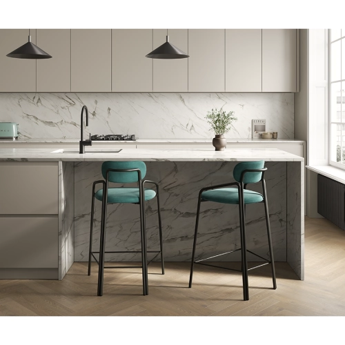 Стул полубарный ror, round, велюр, черный/светло-бирюзовый