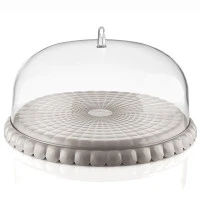 Блюдо сервировочное с крышкой tiffany, D30 см, серо-бежевое