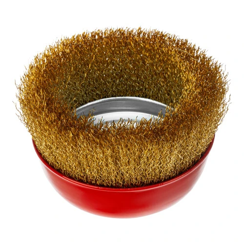 Щетка для УШМ, 125 мм, М14, "чашка", латунированная витая проволока Matrix