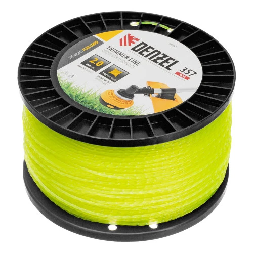 Леска для триммера витой квадрат, 2,0мм х 357м, на DIN катушке FLEX CORD Denzel
