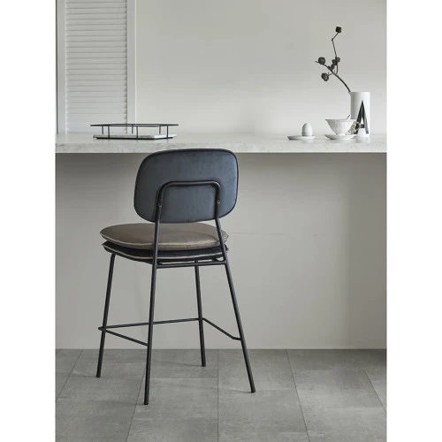 Стул полубарный с контрастным кантом pea, велюр, темно-серый/бежевый