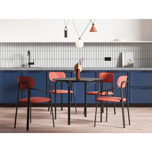 Стул ror, round, велюр, черный/темно-красный