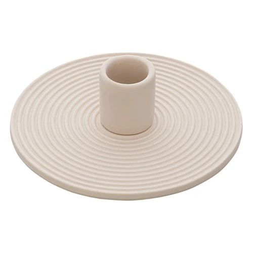 Подсвечник из каменной керамики бежевого цвета из коллекции essential