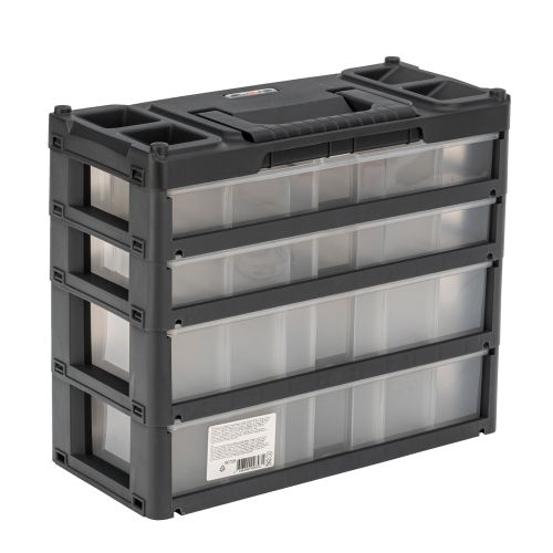 Органайзер для хранения с выдвижными лотками 310х150х260мм, 4 секции, пластик Stels