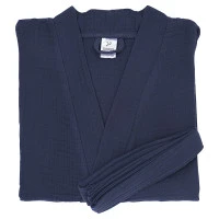 Халат из многослойного муслина темно-синего цвета из коллекции essential, размер s