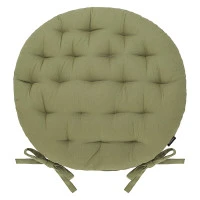 Подушка на стул круглая из хлопка оливкового цвета из коллекции essential, 35 см
