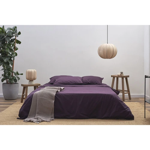 Набор наволочек из стираного перкаля сливового цвета из коллекции essential, 70х70 см