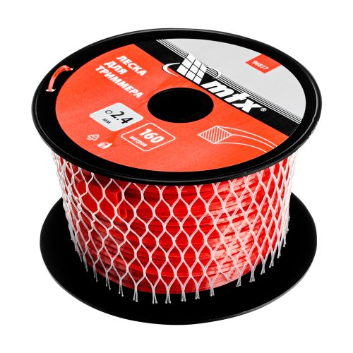 Леска для триммера квадрат 2,4 мм х 160 м, на катушке MTX