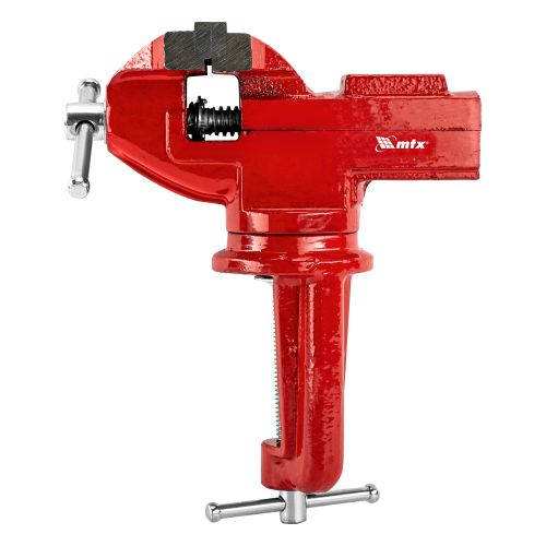 Тиски слесарные, 80 мм, настольные, поворотные, c наковальней MTX