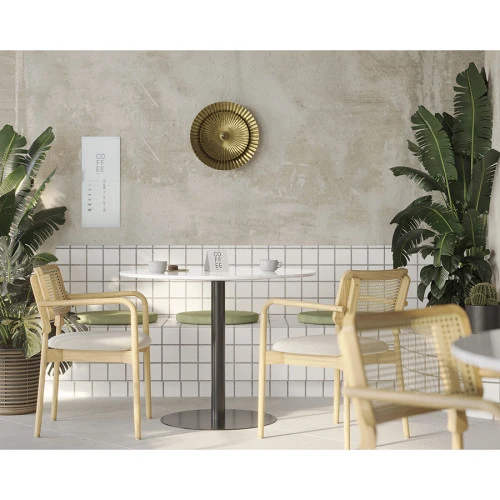 Стол обеденный trond, D100 см, белый мрамор/черный