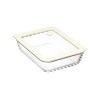 Контейнер для запекания и хранения стеклянный с вакуумным эффектом, 700 мл, молочный