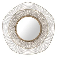 Зеркало настенное vinger, D79 см, бежевое/золотое