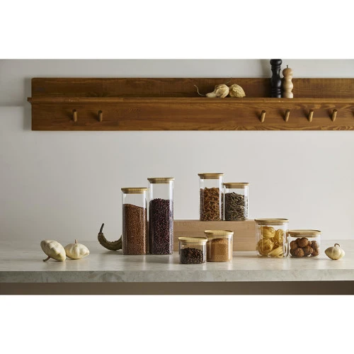 Банка для хранения квадратная glass bamboo, 1,9 л
