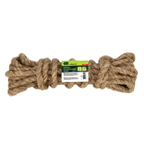 Веревка льнопеньковая, D 10 мм, L 6 м, крученая Сибртех