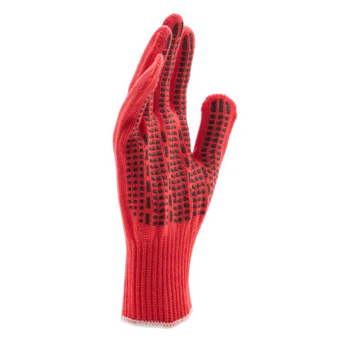 Перчатки трикотажные, акрил, ПВХ гель, "Протектор", коралл, оверлок Сибртех