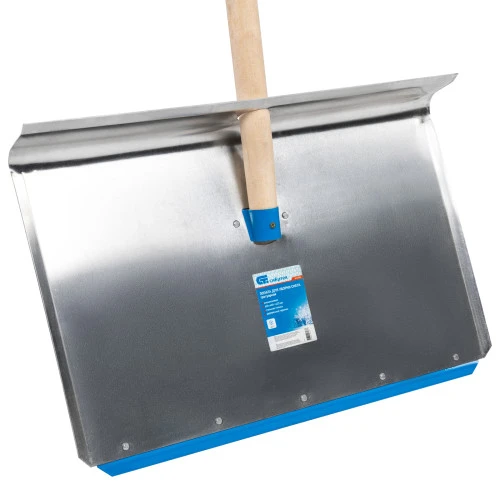 Лопата для уборки снега тротуарная, алюминиевая, 600 х 400 х 1420, деревянный черенок, Сибртех