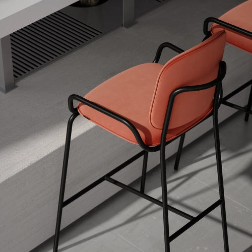 Стул барный ror, 2 frame, велюр, черный/темно-красный