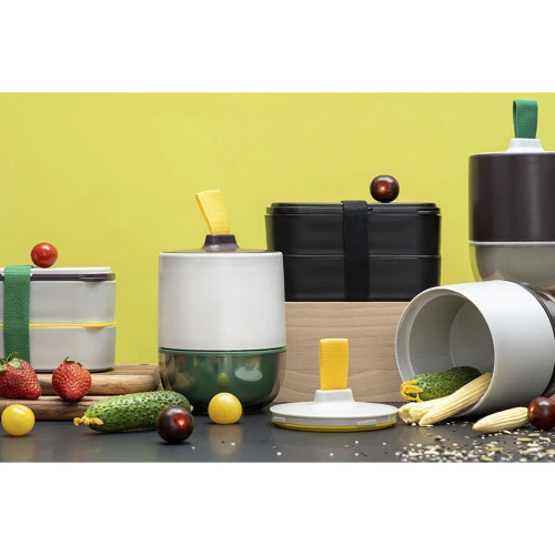 Ланч-бокс meals, 800 мл, светло-серый/зеленый