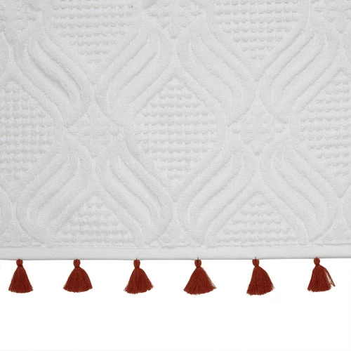 Полотенце банное белое, с кисточками цвета красной глины из коллекции essential, 70х140 см