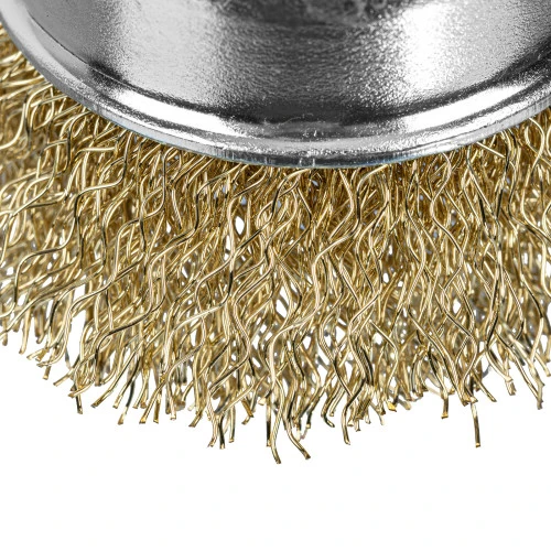 Щетка для дрели, 50 мм, "чашка" со шпилькой, латунированная витая проволока Matrix