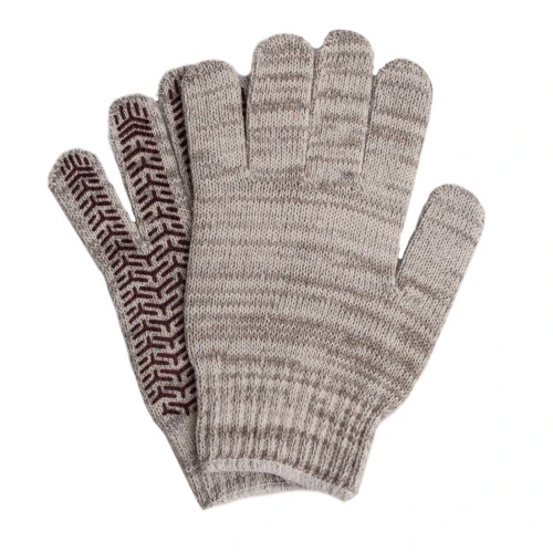 Перчатки трикотажные усиленные, гелевое ПВХ-покрытие, 7 класс, бело-серый меланж Сибртех