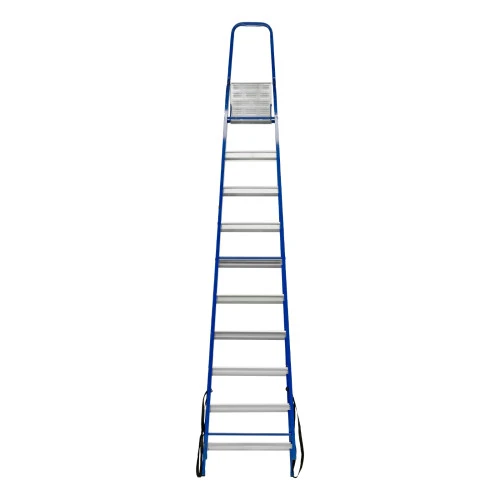 Стремянка, 10 ступеней, стальной профиль, алюминиевые ступени Сибртех