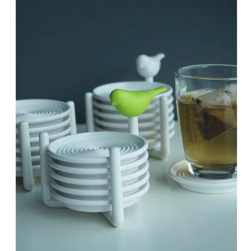 Набор подставок под чашки sparrow, белый/зеленый