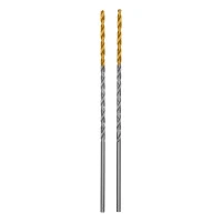 Сверло спиральное по металлу 2 х 86 мм Р6М5, Golden Tip, удлиненное, 2шт. Denzel