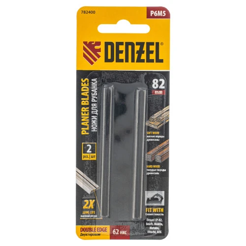 Ножи для эл. рубанка, Р6М5, 82мм, 2шт Denzel