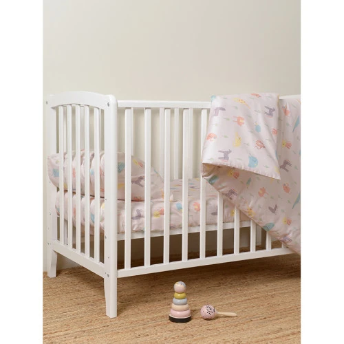 Простыня на резинке из сатина с принтом animalia world из коллекции tiny world, 90х200х28 см