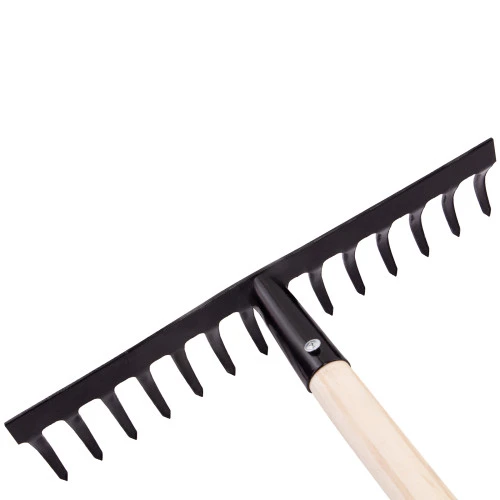 Грабли стальные, 360х1300 мм, 14 прямых зубьев, деревянный черенок, Сибртех