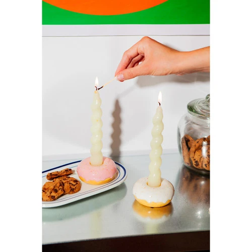 Подсвечник fast food, donut, D7 см, белый