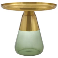 Столик кофейный dahl, D60 см, латунь/зеленый