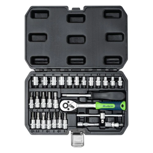 Набор инструментов, 1/4", пластиковый кейс, 29 предметов Сибртех