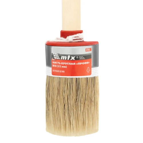Кисть круглая, Профи №8 (35 мм) натуральная щетина, деревянная ручка MTX