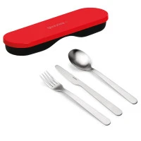 Набор столовых приборов в футляре on the go, красный, 3 шт.