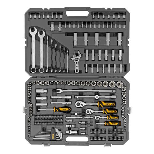 Набор инструментов, 1/2", 1/4", 3/8", CrV, S2, пластиковый кейс, 216 предметов Denzel