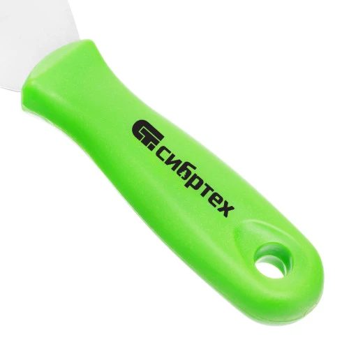 Шпательная лопатка из нержавеющей стали, 100 мм, пластмассовая ручка Сибртех