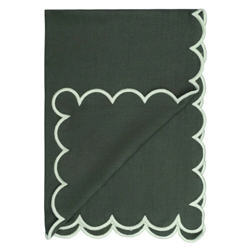 Набор кухонных полотенец с контрастным кантом зеленого цвета из коллекции trendy ruffles, 50х70 см