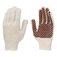 Перчатки трикотажные, ПВХ гель шахматный облив, оверлок Сибртех