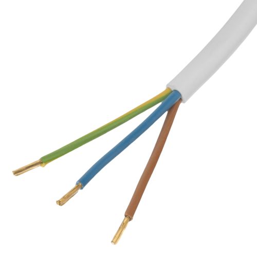 Шнур сетевой Energy Series, ПВС, 3 м, 3 x 1,5 мм, с неразборной вилкой, белый, Denzel