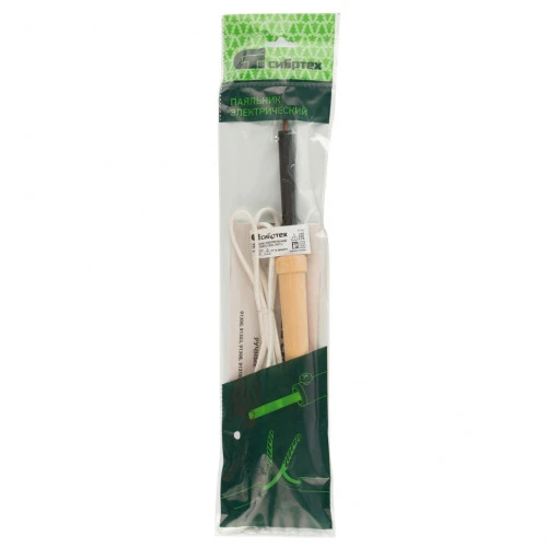 Паяльник электрический ЭПСН-25/220, деревянная ручка, Сибртех