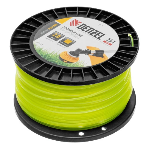 Леска для триммера квадрат, 2,0мм х 251м, на DIN катушке FLEX CORD Denzel